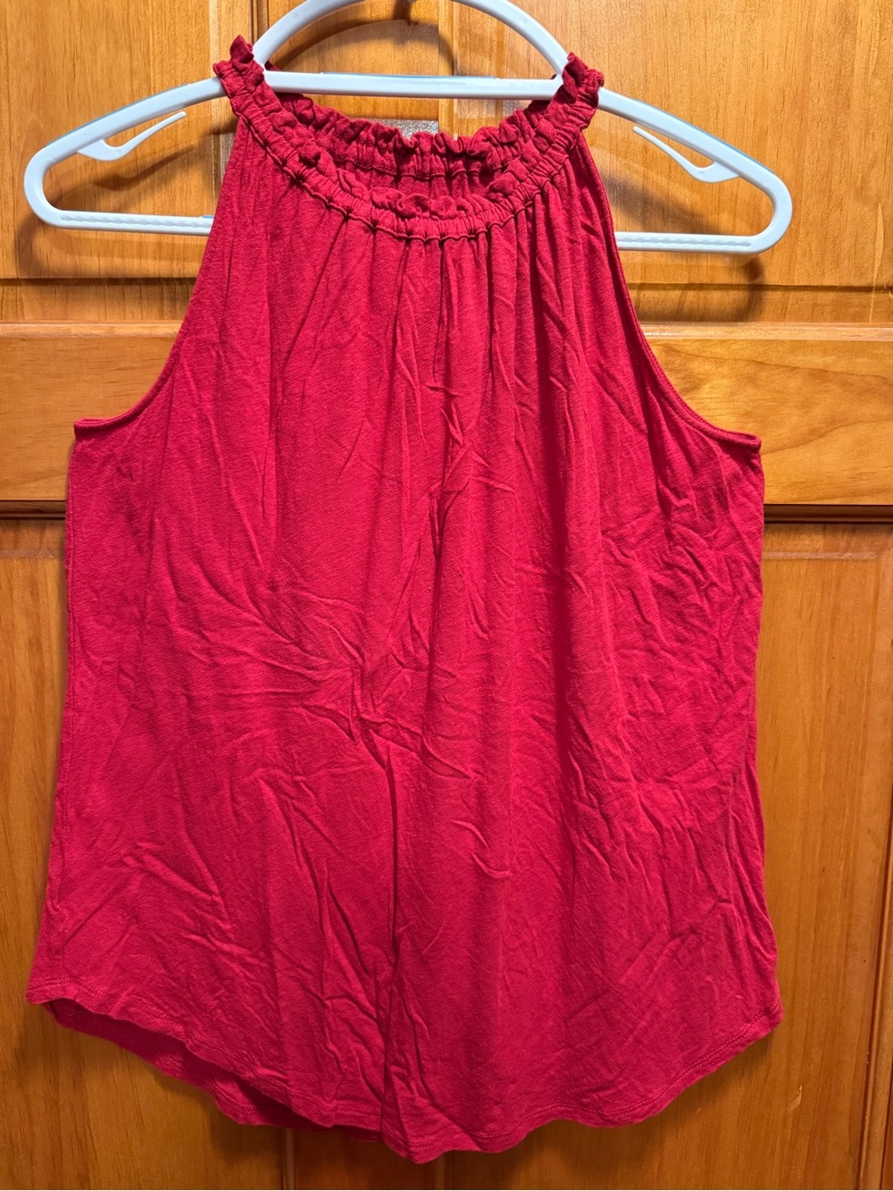 LOFT Red Smocked Halter Camisole